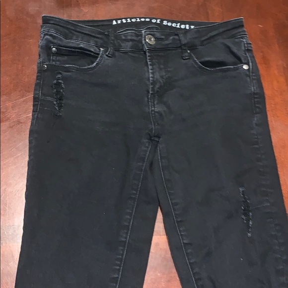 Articles of Society black distressed w holes jeans - Picture 1 of 9